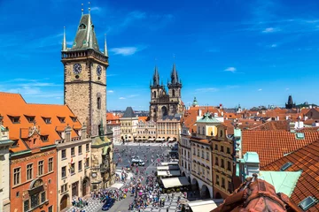 Türaufkleber Panorama-Luftbild von Prag © Sergii Figurnyi