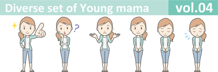 Diverse set of young mama , EPS10 vector format vol.04