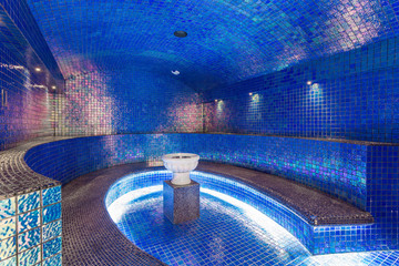Spa or sauna relaxation room interior design.