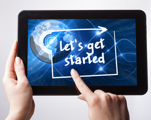 Business, Technology, Internet and network concept. Young busine
