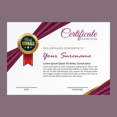 Certificate template with luxury and modern pattern. Vector illustration