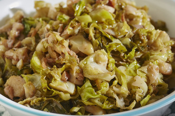 Shredded Brussels Sprouts cooked with olive oil and garlic