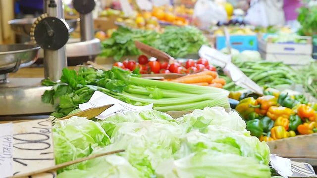 market stand of fruits and vegetable