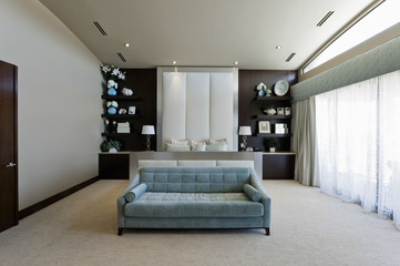 Interior of room with sofa