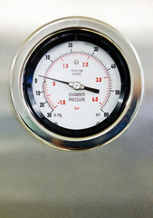 Closeup view of a hospital pressure gauge