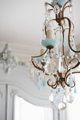 Closeup of glass and metalworked chandelier