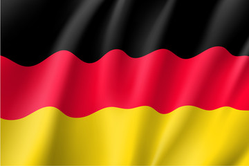 Waving flag of Germany. Vector illustration of 3D icon with black, red and yellow colors.