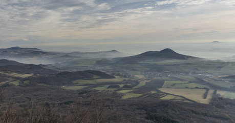 Fototapeta na wymiar View from Milesovka hill in winter