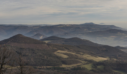 Obraz na płótnie Canvas View from Milesovka hill in winter