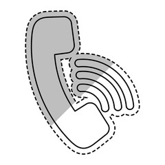 Telephone with waves symbol icon vector illustration graphic design