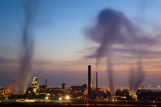 Blast furnaces, Corus Steelworks, Port Talbot, Glamorgan, Wales 