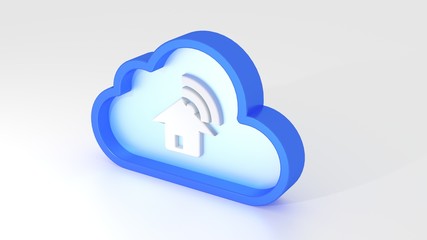 Fototapeta premium Cloud symbol with wireless home symbol inside global communicati