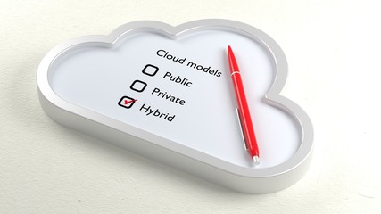 Three different cloud checklist and hybrid crossed off