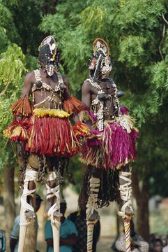 Dogon dancers on stilts, Sangha, Mali
