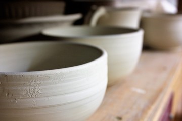 Raw ceramics awaiting the fire