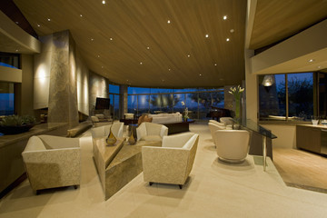 Interior of modern hotel lobby