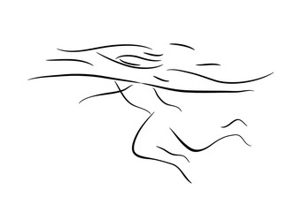 Fototapeta premium Silhouette of a swimmer under the water in the pool. Eps 8