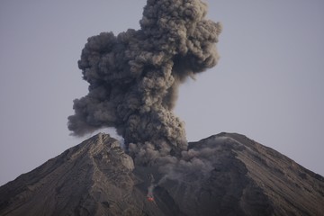 Cloud of volcanic ash from Semeru Java Indonesia