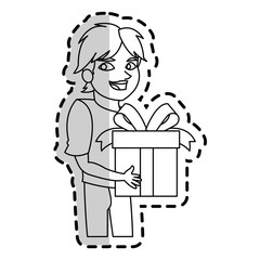 Gift and boy icon. Present holiday celebration and surprise theme. Isolated design. Vector illustration