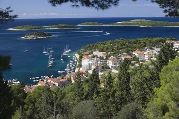Fototapeta premium Coastal town in the island of Hvar Dalmatia