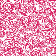 Fototapeta na wymiar Seamless floral pattern with watercolor abstract pink roses.