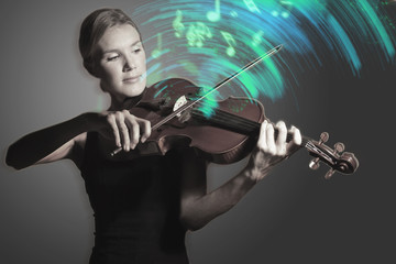 Fototapeta na wymiar Woman playing Violin