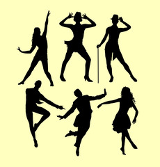 Man and woman dancing silhouette. good use for symbol, logo, web icon, mascot, sign, sticker, or any design you want.