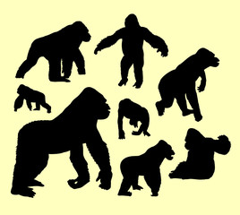 Gorilla wild animal silhouette. Good use for symbol, logo, web icon, mascot, sign, sticker, or any design you want.