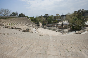 High angle view of roman amphitheater, Tunis, Tunisia