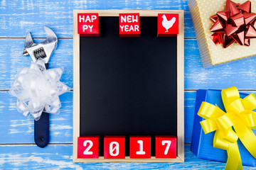 Present gift box, Repair tools, Blackboard and Happy new year 20