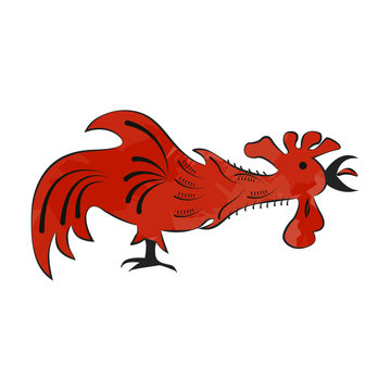 Vector illustration of red rooster, symbol of 2017 on the Chinese calendar. Silhouette of red cock. Element for New Years design.