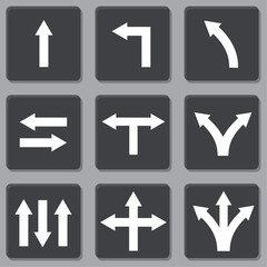 Simple white arrow vector icon set 1