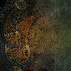 oriental floral design on shabby background