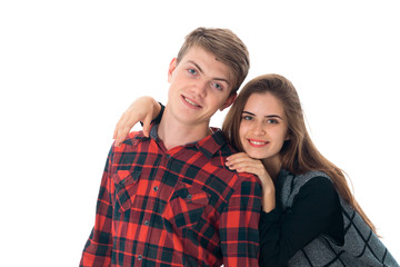 stylish couple in love in studio