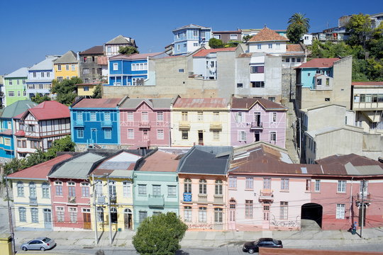 Traditional colorful houses, Valparaiso, Chile