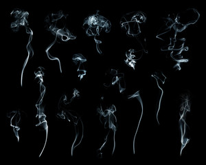 Samples of smoke on black background