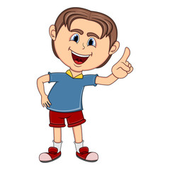 Little boy pointing his finger cartoon