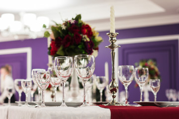 Laid table in restaurant