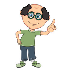 The old man pointing his finger cartoon