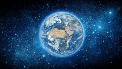 Earth and stars. Elements of this image furnished by NASA.