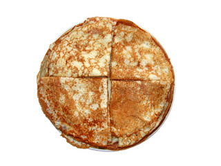 Stack of pancakes on plate - russian traditional food.