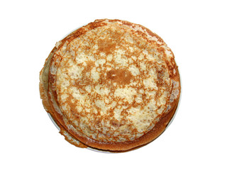 Stack of pancakes on plate - russian traditional food.