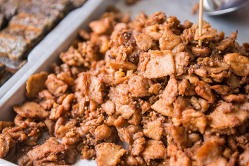 fried pork for sale in market