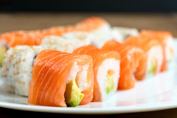 fresh sushi traditional japanese food on the table