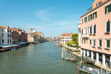 Beautiful view of water street and old buildings in Venice, ITAL