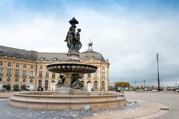 Fototapeta na wymiar BORDEAUX, FRANCE - November 26, 2015 Street view of old town in