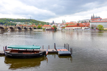 Fototapeta premium PRAGUE, CZECH REPUBLIC - April 26, 2016 : Beautiful street view