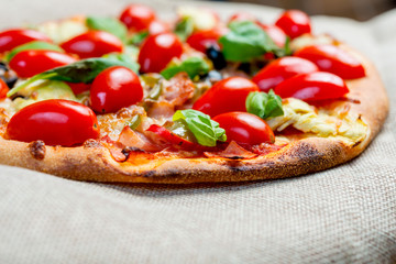tasty pizza on a the table