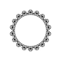 Vintage round frame, vignettes in Eastern style. Ornate floral element for design. Ornamental illustration with damask classic pattern. Place for text. Elegant round border in Victorian style.