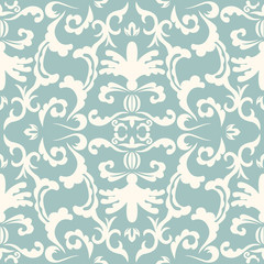 Damask seamless classic pattern. Vintage Baroque delicate background. Classic ornament for wallpapers, textile, fabric. Exquisite floral baroque template.